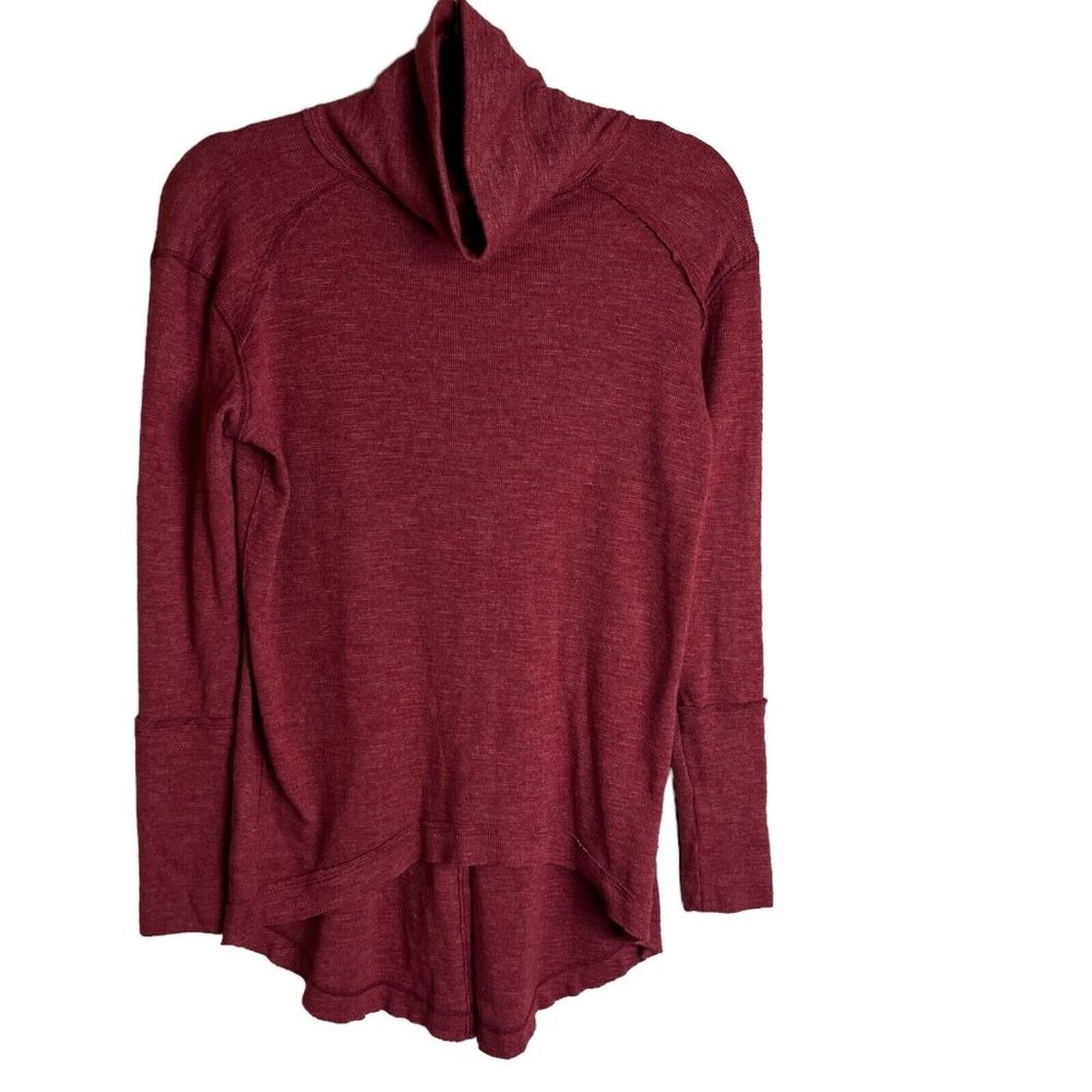 Free People We The Free Split Back LS Turtleneck Tunic Burnt Orange XS High Low